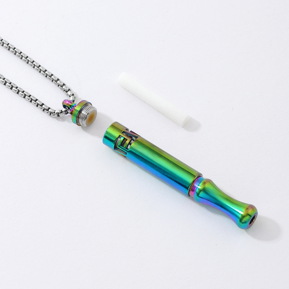 Trendy Geometric Pattern Meditation Necklace with Aromatherapy Pendant